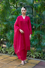 Gorgeous Viscose Linen Pant suit with Organza Dupatta