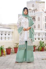 Light Green Star Georgette Plazo Suit with Dupatta