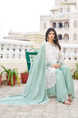 Light Green Star Georgette Plazo Suit with Dupatta