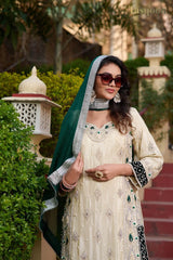 Off white FANDI Silk Gharara suit with Dupatta
