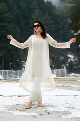 Off White Fendi Fabric Pant suit with Dupatta