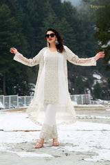 Off White Fendi Fabric Pant suit with Dupatta