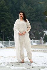 Off White Fendi Fabric Pant suit with Dupatta