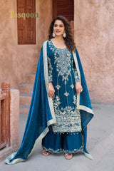 Adorable Fendi Fabric Plazo Suit with Dupatta