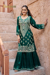 Gorgeous Fendi Fabric Gharara Suit with Dupatta