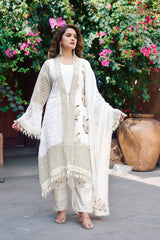 Exclusive White Cream Fox Georgette Sequence Work Pant Suit With Dupatta