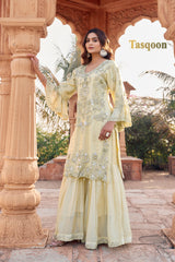 Luxury Fox Georgette & Net Combination Gharara suit with Dupatta