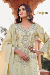 Luxury Fox Georgette & Net Combination Gharara suit with Dupatta