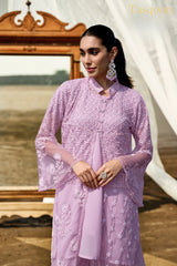 Attractive fox Georgette Net with embroidery work Pent Suit With Dupatta