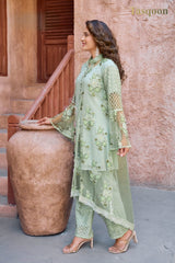 Adorable White Cream fox Georgette & Net Embroidery Work Pent Suit With Dupatta