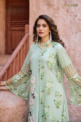 Adorable White Cream fox Georgette & Net Embroidery Work Pent Suit With Dupatta